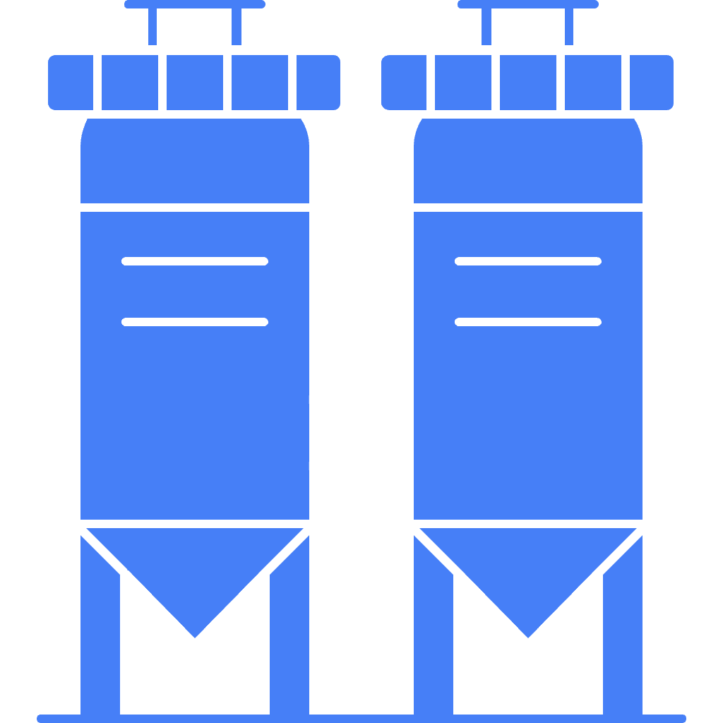 Illustration of a storage silo with conical discharge for granules and powders